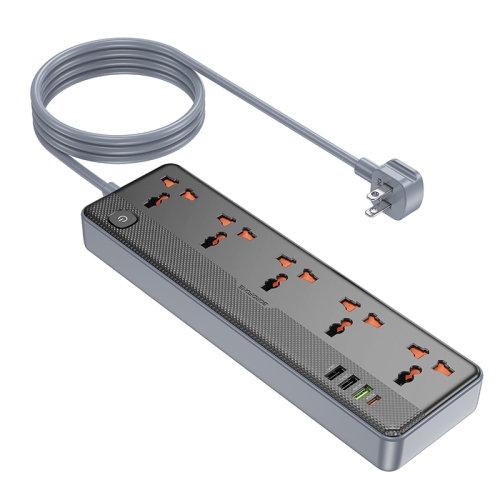 BOROFONE  Bac5A Lord Power Strip w 5 Outlets, 3 USB Ports And 1 Type-C Port Pd20W 1C3A Power Strip Surge Protector 5 Outlets w 5 USB Charging Ports