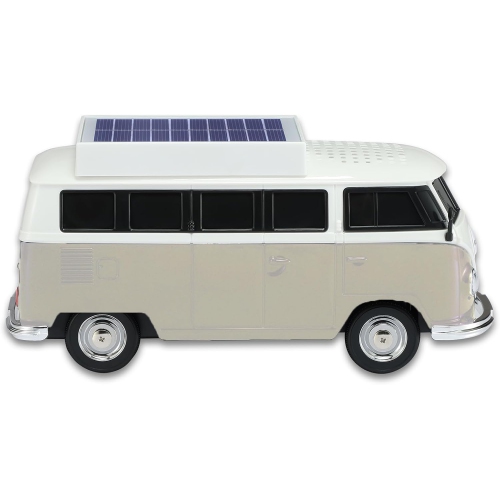 Solar Retro Minibus Bluetooth Speaker Wireless – FM Radio, Solar Charging Wireless Speaker TWS Stereo, HD Sound, LED Party Lights, Hands Free Link,