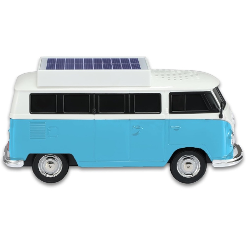 Solar Retro Minibus Bluetooth Speaker Wireless – FM Radio, Solar Charging Wireless Speaker TWS Stereo, HD Sound, LED Party Lights, Hands Free Link,