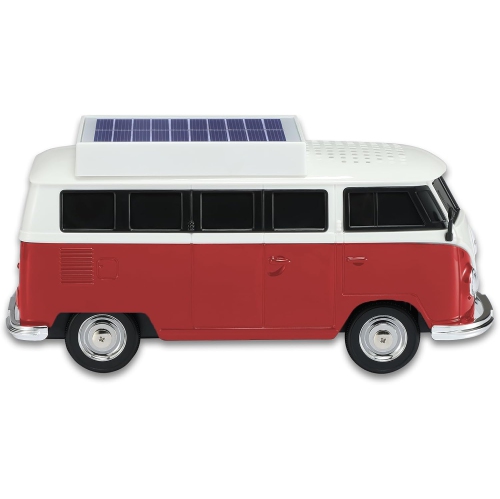 Solar Retro Minibus Bluetooth Speaker Wireless – FM Radio, Solar Charging Wireless Speaker TWS Stereo, HD Sound, LED Party Lights, Hands Free Link,