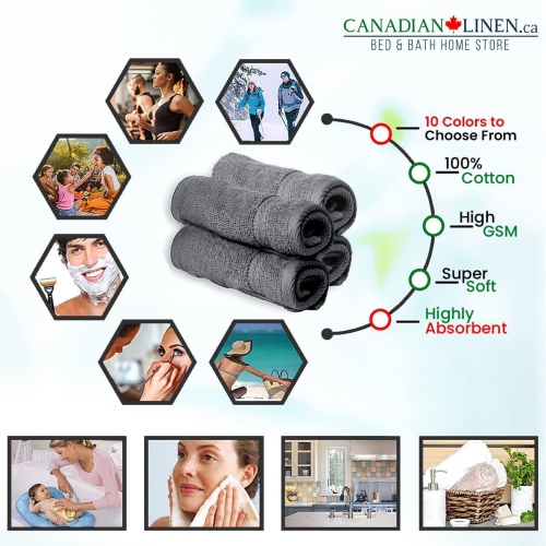 Canadian Linen Premium Bath Towels Set, 4 Pack, 26”x52” 500 GSM, Soft Absorbent Ring Spun Terry Cotton Lightweight Quick Dry Towels, Home Bathroom