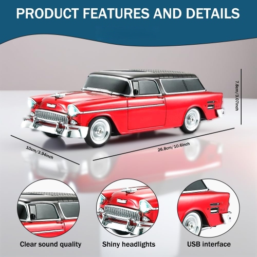 Sedan Bluetooth Speaker – HD Sound, FM Radio, TWS Stereo, LED Party Lights, USB/TF Playback, Hands‑Free Mic – Cool Portable Car Décor for Home,