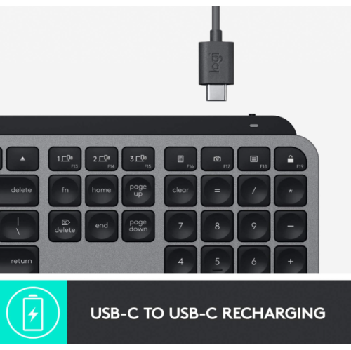 Remis à neuf - Clavier rétroéclairé sans fil MX Keys Advanced de Logitech pour Mac, touches LED rétroéclairées, Bluetooth, USB-C, construction en