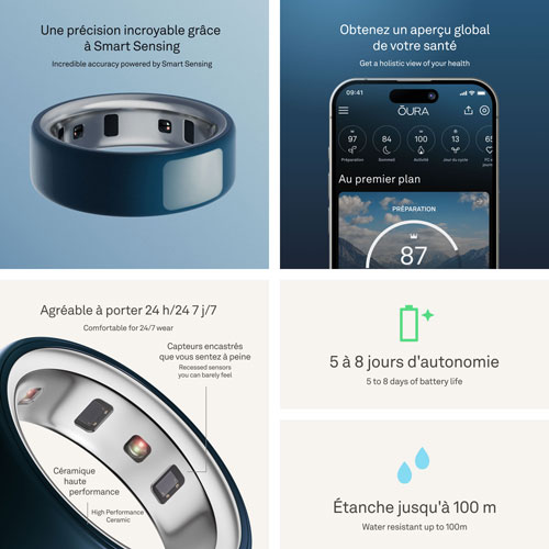 Anneau d'activité et de suivi du sommeil Oura Ring 4 en céramique - Minuit - Taille 4 - Partenariat exclusif de Best Buy