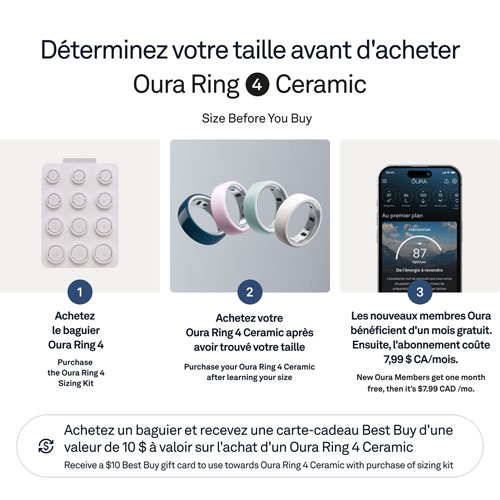 Anneau d'activité et de suivi du sommeil Oura Ring 4 en céramique - Nuage - Taille 4 - Partenariat exclusif de Best Buy