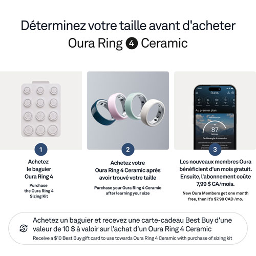 Anneau d'activité et de suivi du sommeil Oura Ring 4 en céramique - Marée - Taille 4 - Partenariat exclusif de Best Buy