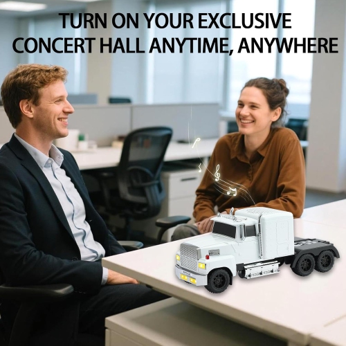 American Truck Model Bluetooth Replica Speaker – Portable HD Sound, TWS Stereo,FM Radio, LED Party Lights, Built-in Microphone Hands-Free,Surprise