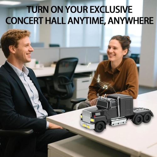 American Truck Model Bluetooth Replica Speaker – Portable HD Sound, TWS Stereo,FM Radio, LED Party Lights, Built-in Microphone Hands-Free,Surprise