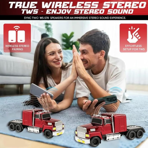 American Truck Model Bluetooth Replica Speaker – Portable HD Sound, TWS Stereo,FM Radio, LED Party Lights, Built-in Microphone Hands-Free,Surprise