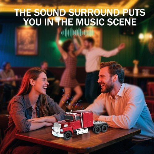 American Truck Model Bluetooth Replica Speaker – Portable HD Sound, TWS Stereo,FM Radio, LED Party Lights, Built-in Microphone Hands-Free,Surprise