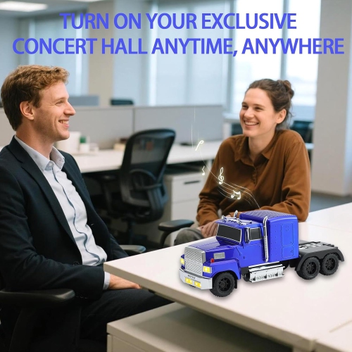 American Truck Model Bluetooth Replica Speaker – Portable HD Sound, TWS Stereo,FM Radio, LED Party Lights, Built-in Microphone Hands-Free,Surprise