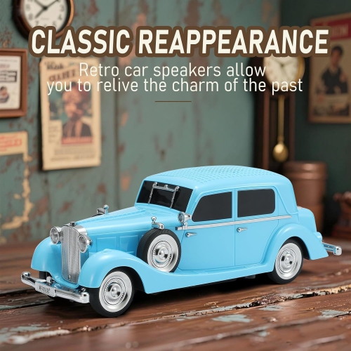 Classic Car Bluetooth Replica Speaker – Wireless HD Sound with FM Radio, TWS Stereo, LED Party Lights, Built-in Microphone Hands-Free Call, Surprise