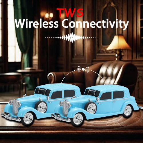 Classic Car Bluetooth Replica Speaker – Wireless HD Sound with FM Radio, TWS Stereo, LED Party Lights, Built-in Microphone Hands-Free Call, Surprise