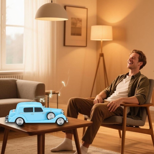 Classic Car Bluetooth Replica Speaker – Wireless HD Sound with FM Radio, TWS Stereo, LED Party Lights, Built-in Microphone Hands-Free Call, Surprise