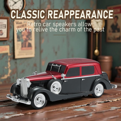 Classic Car Bluetooth Replica Speaker – Wireless HD Sound with FM Radio, TWS Stereo, LED Party Lights, Built-in Microphone Hands-Free Call, Surprise