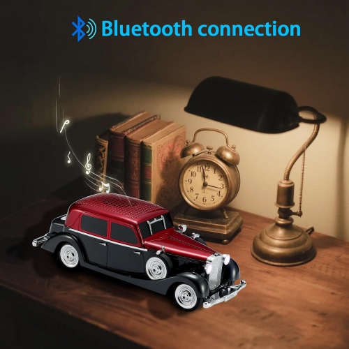 Classic Car Bluetooth Replica Speaker – Wireless HD Sound with FM Radio, TWS Stereo, LED Party Lights, Built-in Microphone Hands-Free Call, Surprise