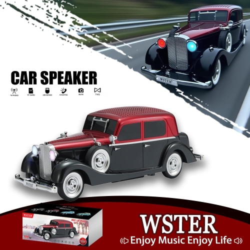Classic Car Bluetooth Replica Speaker – Wireless HD Sound with FM Radio, TWS Stereo, LED Party Lights, Built-in Microphone Hands-Free Call, Surprise