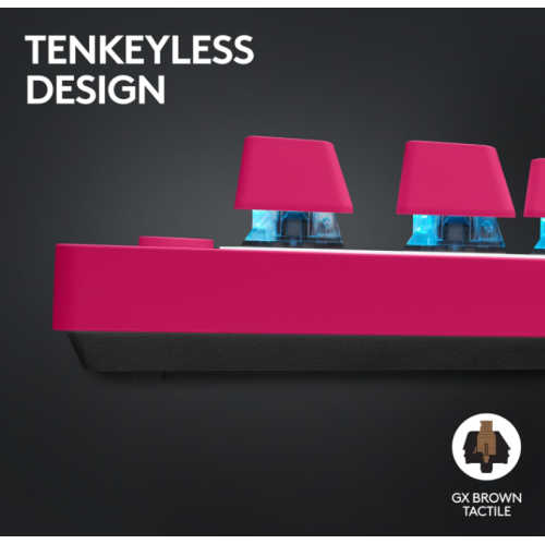 Logitech G PRO X TKL Lightspeed Wireless Gaming Keyboard, LIGHTSYNC RGB, PBT keycaps, Tactile Switches - Magenta (920-012154)