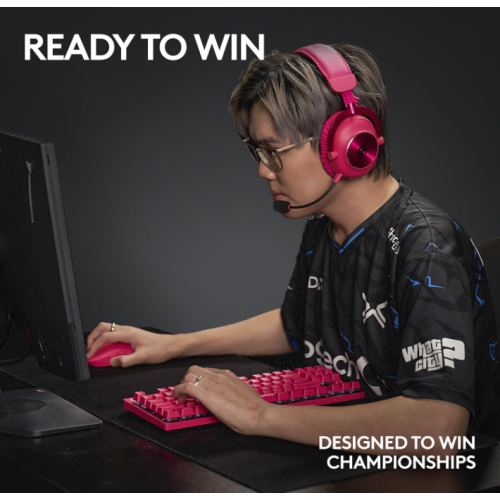 Logitech G PRO X TKL Lightspeed Wireless Gaming Keyboard, LIGHTSYNC RGB, PBT keycaps, Tactile Switches - Magenta (920-012154)