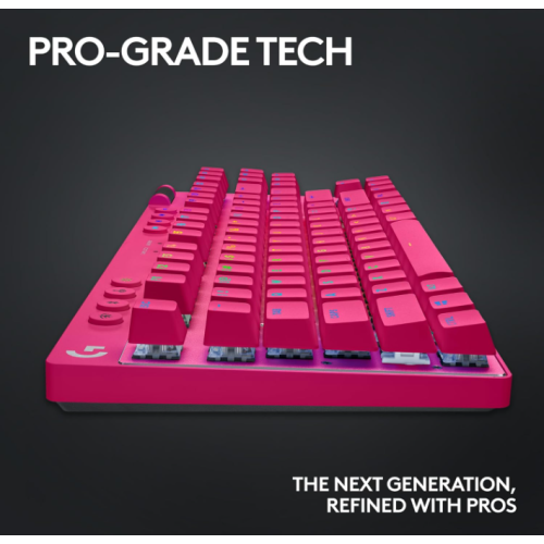 Logitech G PRO X TKL Lightspeed Wireless Gaming Keyboard, LIGHTSYNC RGB, PBT keycaps, Tactile Switches - Magenta (920-012154)