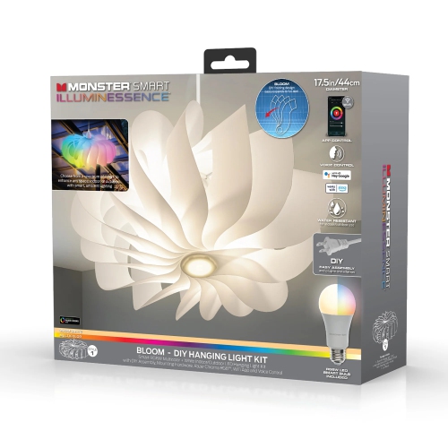 MONSER  15Ft Curved Smart App Multi-Color Hanging Pendant Light