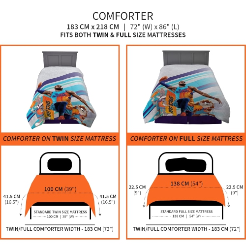 Kids Twin/Full Size Comforter, 72 x 86 inch Soft Microfiber Reversible Comforter for Twin, Full Size Bed