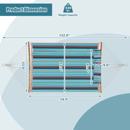 Hamac de Costway avec oreiller incurvé en bambou, chaîne d'écartement portative intérieure/extérieure