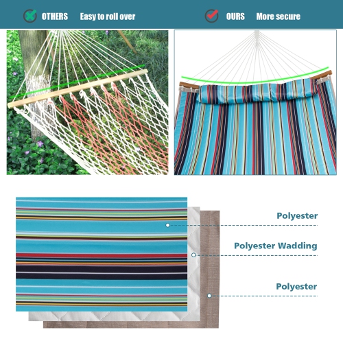 Hamac de Costway avec oreiller incurvé en bambou, chaîne d'écartement portative intérieure/extérieure