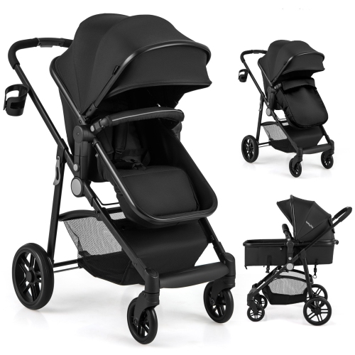 Babyjoy 2 In 1 Foldable Baby Stroller Kids Travel Newborn Infant Buggy Pushchair Gray/Black/Coffee/Pink