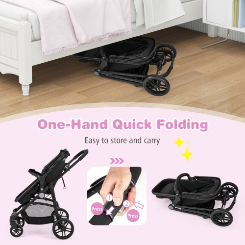 Babyjoy 2 In 1 Foldable Baby Stroller Kids Travel Newborn Infant Buggy Pushchair Gray/Black/Coffee/Pink