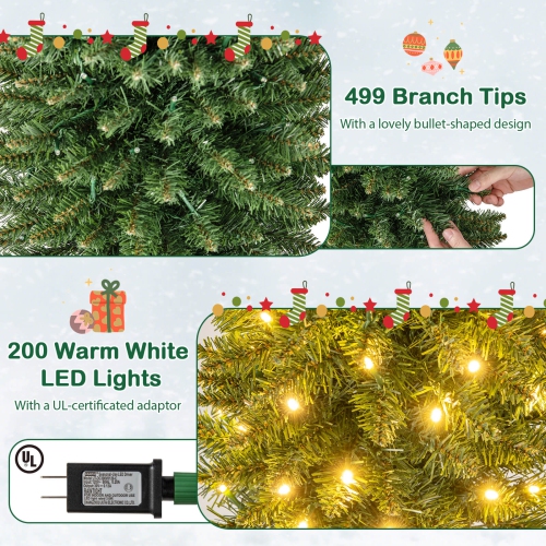 Costway 5/6/7/99 FT Pre-Lit Pencil Christmas Tree with 400 LED Lights & 699 Branch Tips Party