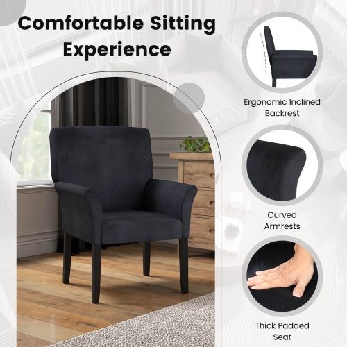 Costway Executive Guest Chair Reception Waiting Room Arm Chair w/Rubber Wood Legs