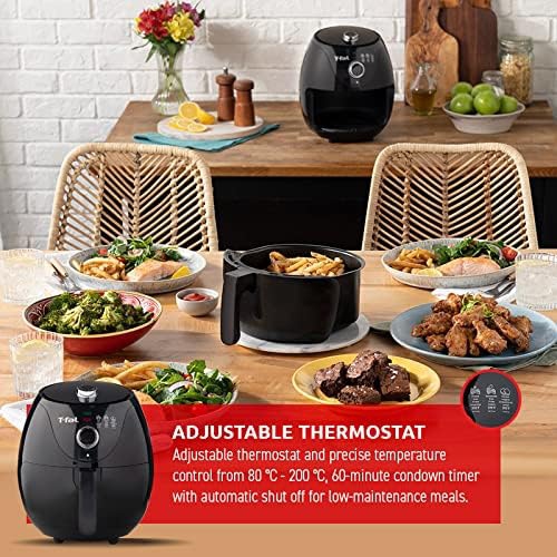 T-Fal Air Fryer Essential, 3.2 Litre / 3.4 Quarts, 1200W, Air Fryer, Grill, Roast, Bake, Perfect Size, Oil-less, Non-stick