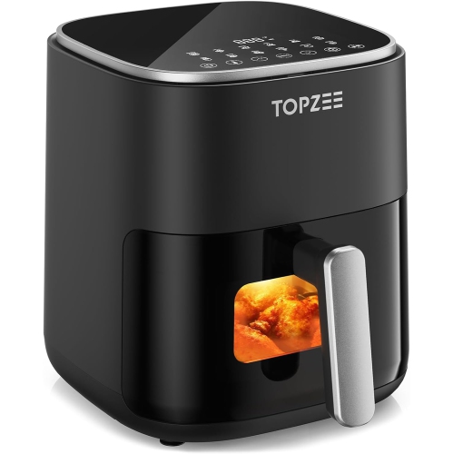 TOPZEE Air Fryer 12-in-1 with 5.5 QT Large Capacity, Compact Air Fryer, 100-400℉ Precise Heat, 360°Hot Air Circulation, 95% Less Oil, Bake, Dry,