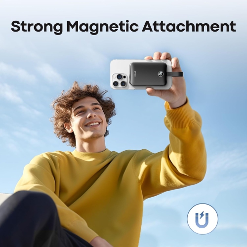 iWALK Mag-Safe Power Bank Wireless LED Display, 10000mAh Qi2 15W Magnetic Wireless Portable Charger, 30W.