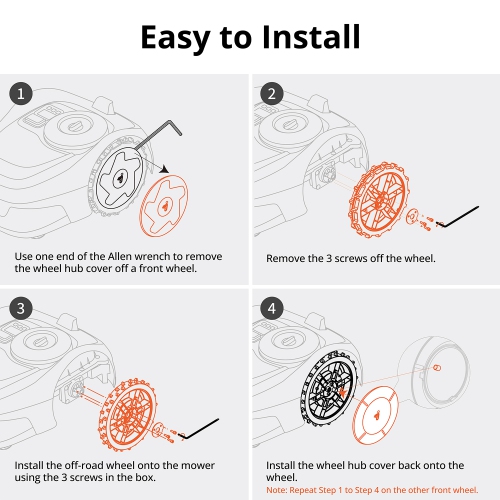 Segway Navimow Traction Wheels, Off Road Wheels, Cleated Wheels, Rough Terrain Kit, Robust Wheels for Muddy Terrain and Slopes for Navimow i Series,