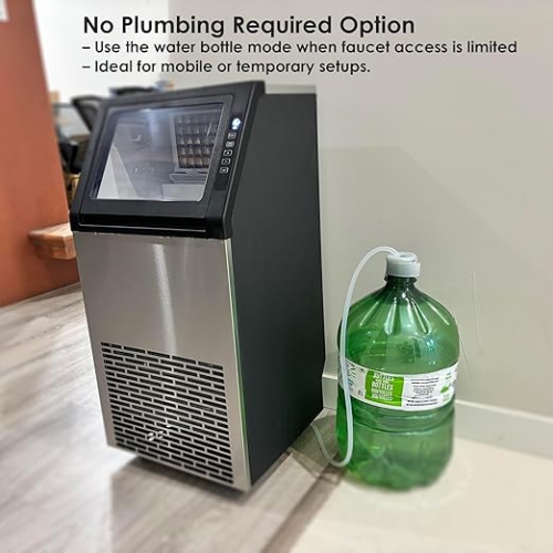 Angel Canada Commercial Ice Maker Machine, 100lbs/24H Stainless Steel, Dual Water Inlet, Undercounter or Free Standing ice Machine with 33lbs Ice