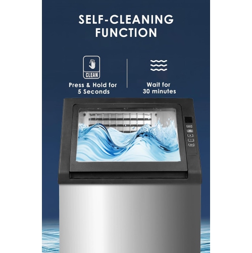 Angel Canada Commercial Ice Maker Machine, 100lbs/24H Stainless Steel, Dual Water Inlet, Undercounter or Free Standing ice Machine with 33lbs Ice