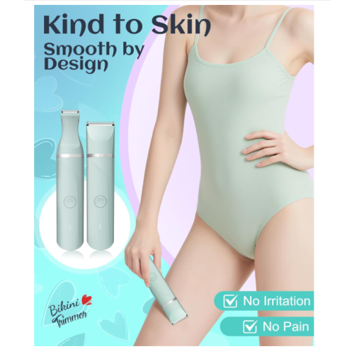 Waterproof Bikini Trimmer Women Electric Razor for Bikini Legs Pubic Hair Rechargeable Electric Shaver for Women Hair Removal with Snap-in Ceramic