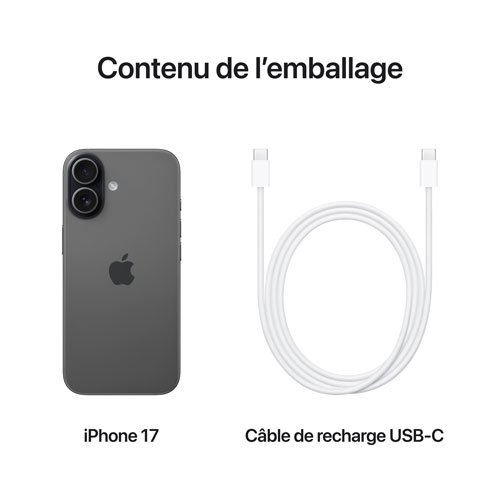 iPhone 17 de 256 Go d'Apple - Noir - Déverrouillé