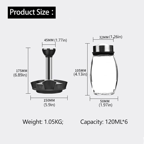 Support à épices AxGear, 6 bouteilles d'assaisonnement, range-tout de comptoir en acier inoxydable rotatif