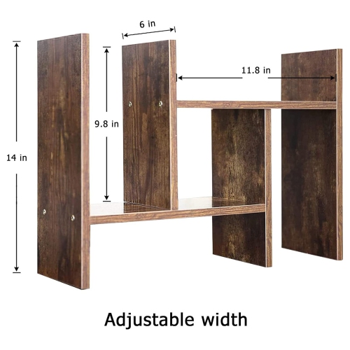 axGear Wood Desk Shelf Organizer Office Home Adjustable Bookcase Table Top