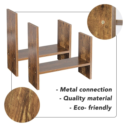 axGear Wood Desk Shelf Organizer Office Home Adjustable Bookcase Table Top