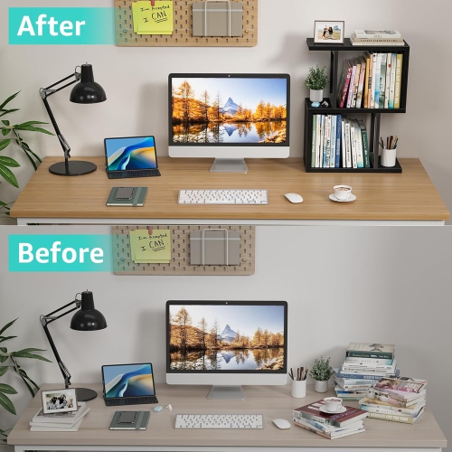 axGear Desktop Bookshelf Shelf Organizer Shelves Storage Bookcase Table Top