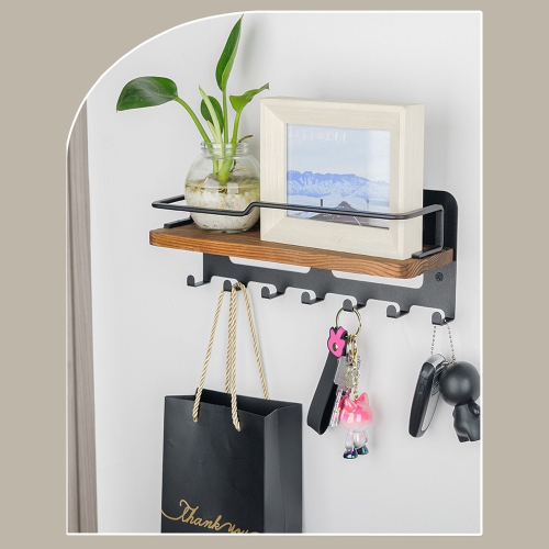axGear Key Holder Wall Key Rack 7 Hook Mail Organizer Stand Shelf Coat Hanger