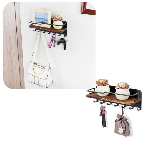 axGear Key Holder Wall Key Rack 7 Hook Mail Organizer Stand Shelf Coat Hanger