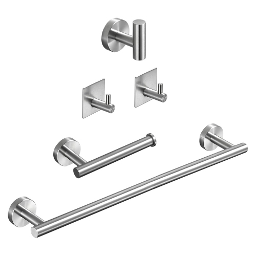 axGear Bathroom Hardware Set 5 Pieces Matte Black Towel Bar Toilet Paper Holder Hook