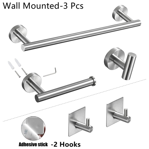 axGear Bathroom Hardware Set 5 Pieces Matte Black Towel Bar Toilet Paper Holder Hook