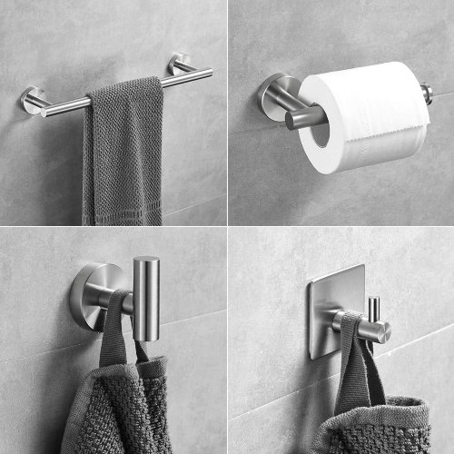 axGear Bathroom Hardware Set 5 Pieces Matte Black Towel Bar Toilet Paper Holder Hook