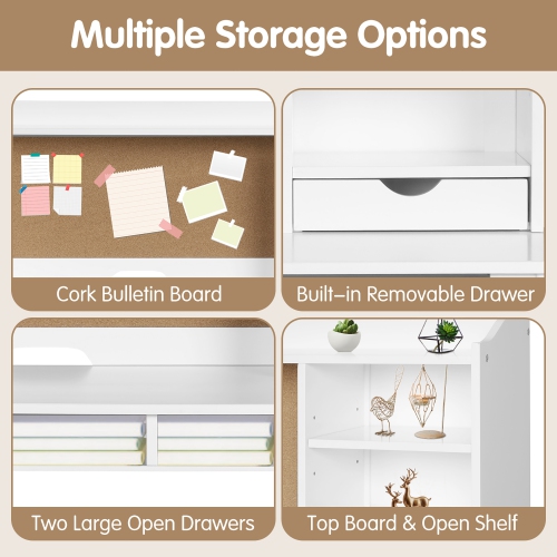 Costway Kids Desk & Chair Set Study Writing Desk w/ Hutch & Bookshelves